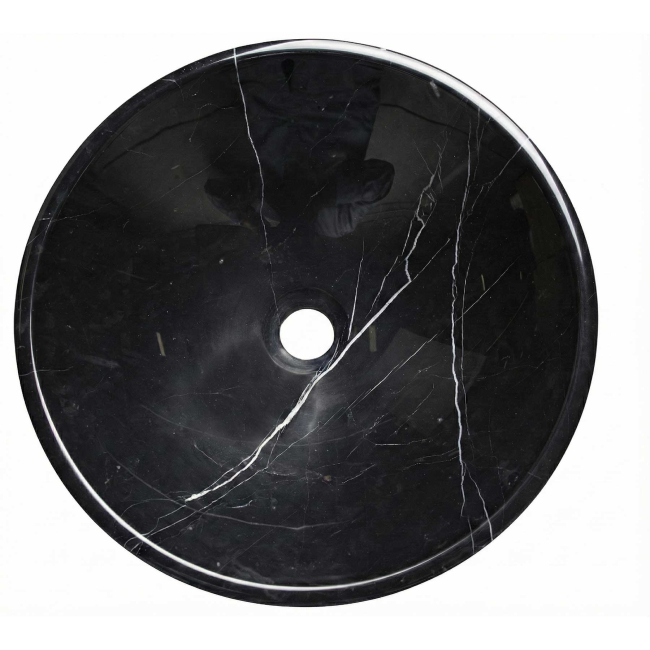 16 Inch Midnight Marquina- Hand-Carved Natural Black Stone Vessel Sink16 Inch Midnight Marquina- Hand-Carved Natural Black Stone Vessel Sink