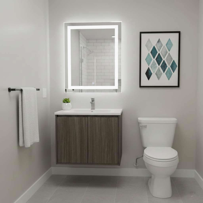 Alisson 27.6" Wall-Mount Bathroom Vanity, Char Oak