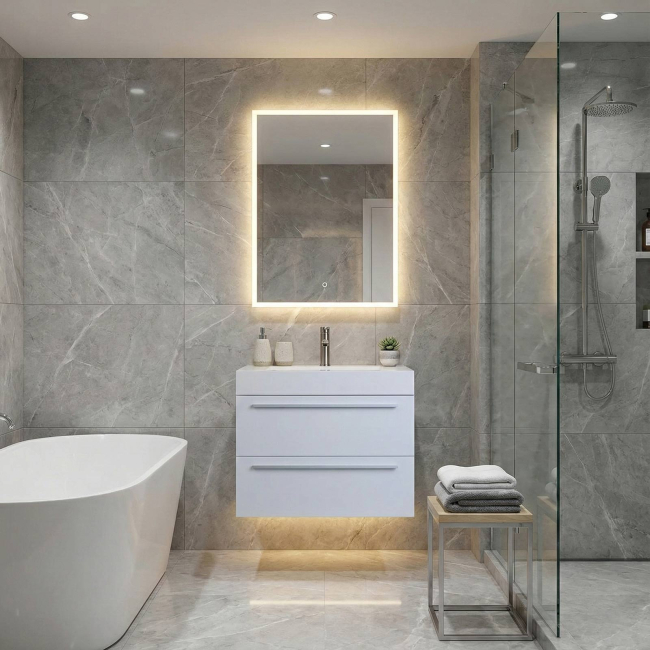 27 inch Wall Mounted Single Bathroom Vanity Set,  High Gloss White TN-T690-HGW