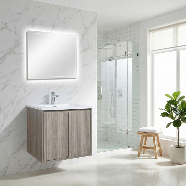 Alisson 27.6" Wall-Mount Bathroom Vanity, Maple GreyAlisson 27.6" Wall-Mount Bathroom Vanity, Maple Grey