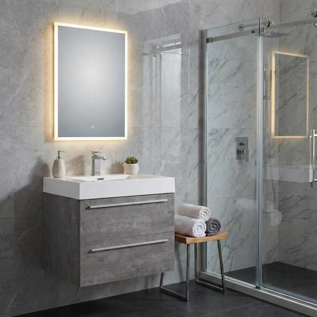 27 INch Wall Mounted Bathroom Vanity, Cement Grey