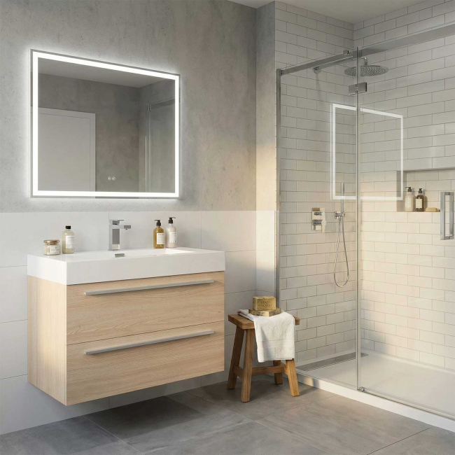 27 Inch Wall Mounted Bathroom Vanity, White Oak