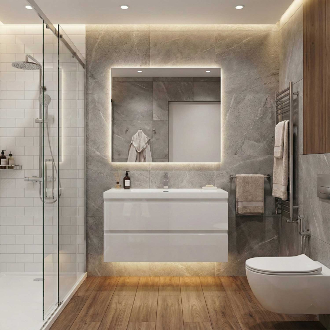 Buy Angela 42" Wall-Mount Bathroom Vanity High Gloss White TN-AG1065-1-HGW  - Conceptbaths.com Free Shipping