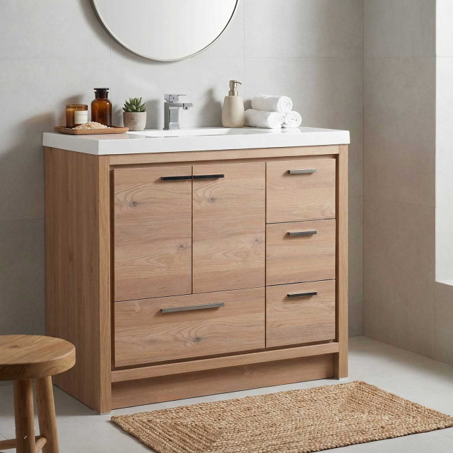 Enna 36 Inch Modern Bathroom Vanity in ,Natural Oak