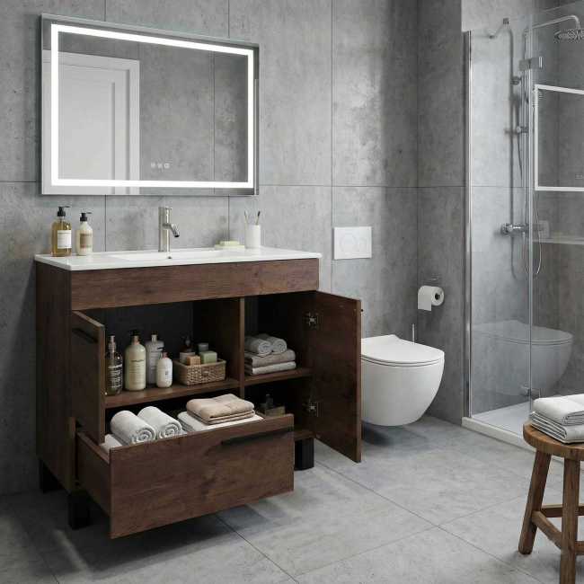 CBI Gili 36 Inch Modern Bathroom Vanity, Rosewood