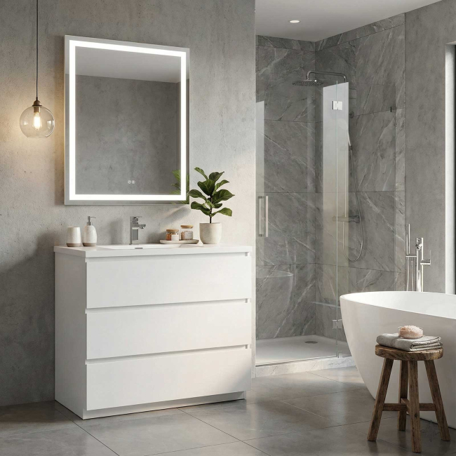 Edison 36 Inch Single Bathroom Vanity Set Glossy White TN-ED900-HGW