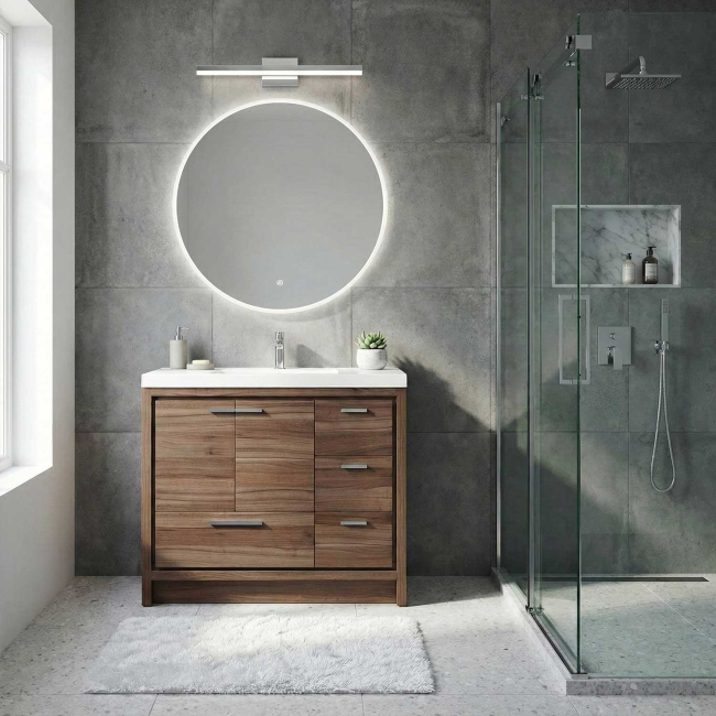 Enna 36 Inch Modern Bathroom Vanity TN-LA900R-WN, Walnut