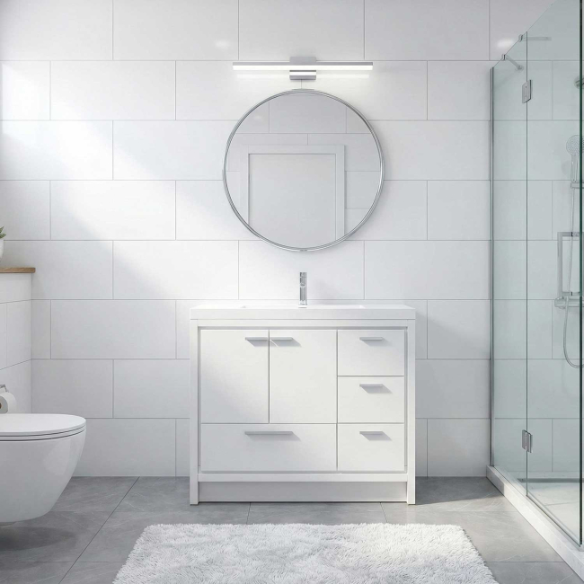 ConceptBaths 42 Inch Enna Hight Gloss White Modern Bathroom Vanity, Gloss White TN-LA1065R-HGW