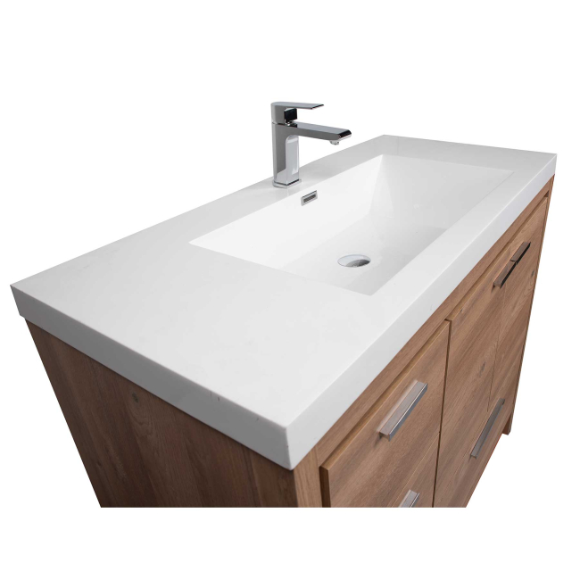CBI 42 Inch Modern Bathroom Vanity, Red Oak