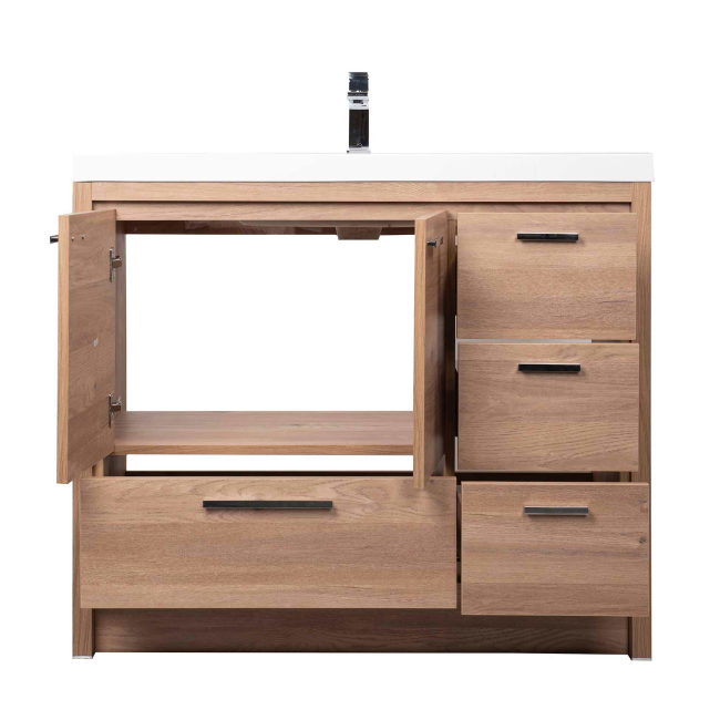 CBI 42 Inch Modern Bathroom Vanity TN-LA1065R-RO, Red Oak