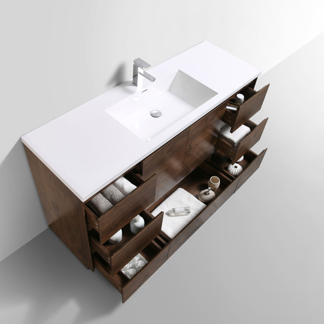 CBI Edison 48 Inch Single Modern Bathroom Vanity in Rosewood TN-ED1200-RW