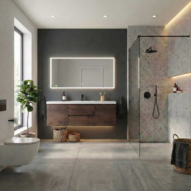 Angela 60 inch  Wall Mounted Modern Single Vanity,  Rosewood