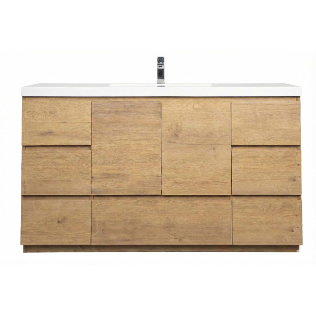 CBI Edison 60 Inch Single Modern Bathroom Vanity Walnut TN-ED1500S-NO