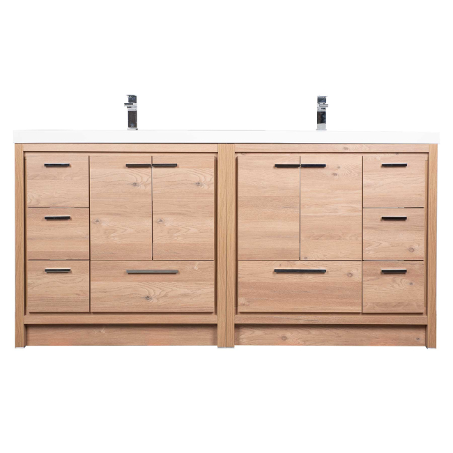 Enna 84" Free Standing Bath Vanity with Double Sink, Red Oak