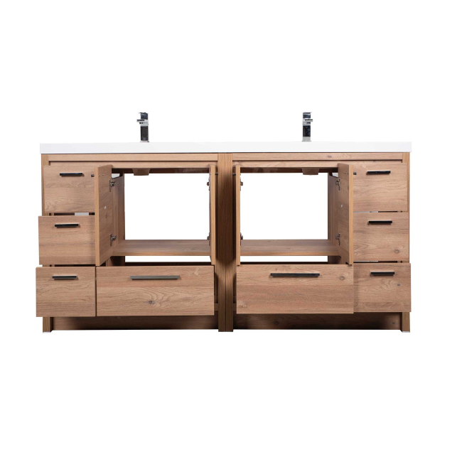 Enna 84" Free Standing Bath Vanity with Double Sink, Red Oak