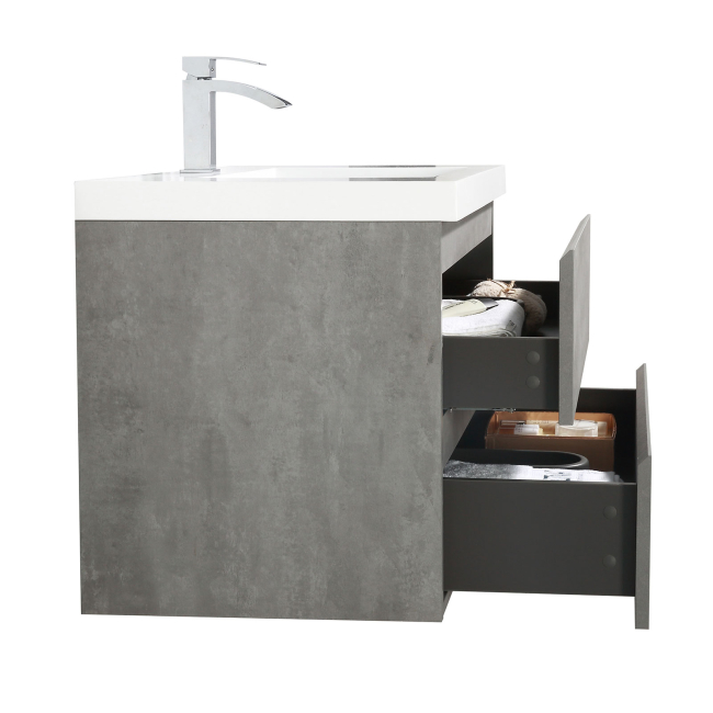 Angela 84" Contemporary Double Wall Mounted Bathroom Vanity in Cement Grey