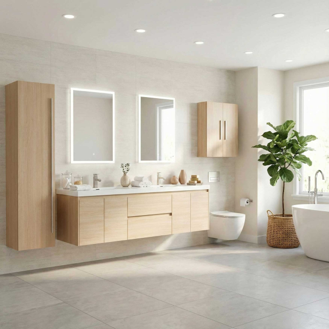 Over-the-toilet Wall Mounted Medicine Cabinet,  White Oak