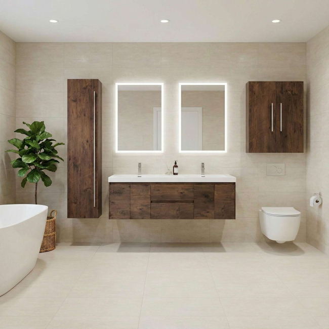 Andes 72" Contemporary Double Wall Mounted , Rosewood  TN-AD1800-RW