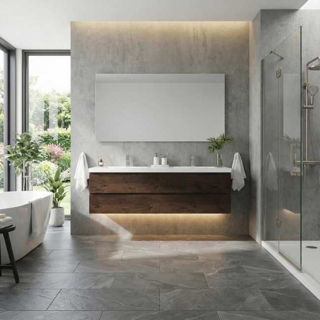 Angela 72" Contemporary Double Wall Mounted Rosewood TN-AG1800-1-RW