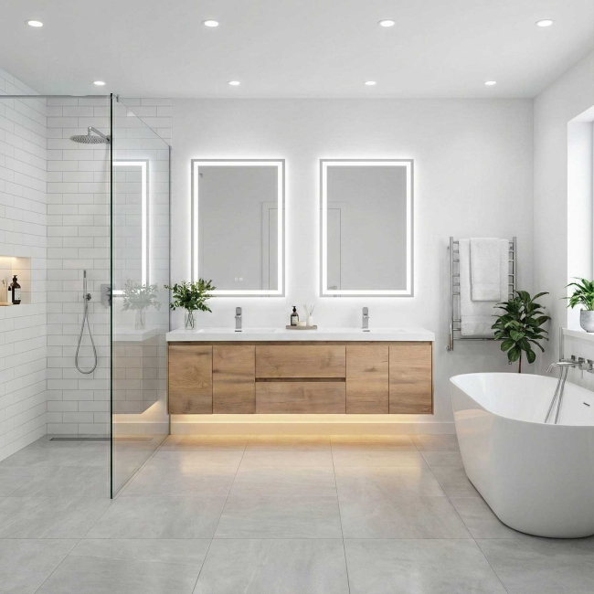 Andes 72" Contemporary Double Wall Mounted , Natural Oak TN-AD1800-1-NO Andes 72" Contemporary Double Wall Mounted , Natural Oak TN-AD1800-1-NO