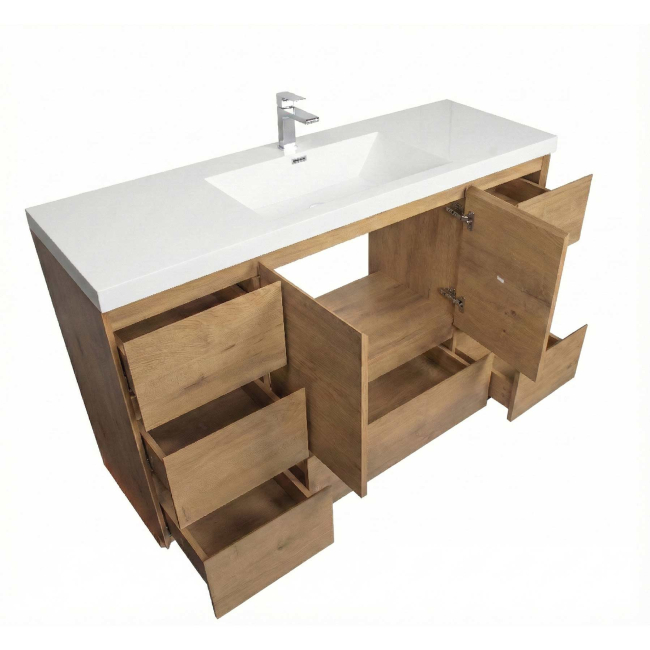 CBI Edison 60 Inch Single Modern Bathroom Vanity Walnut TN-ED1500S-NO