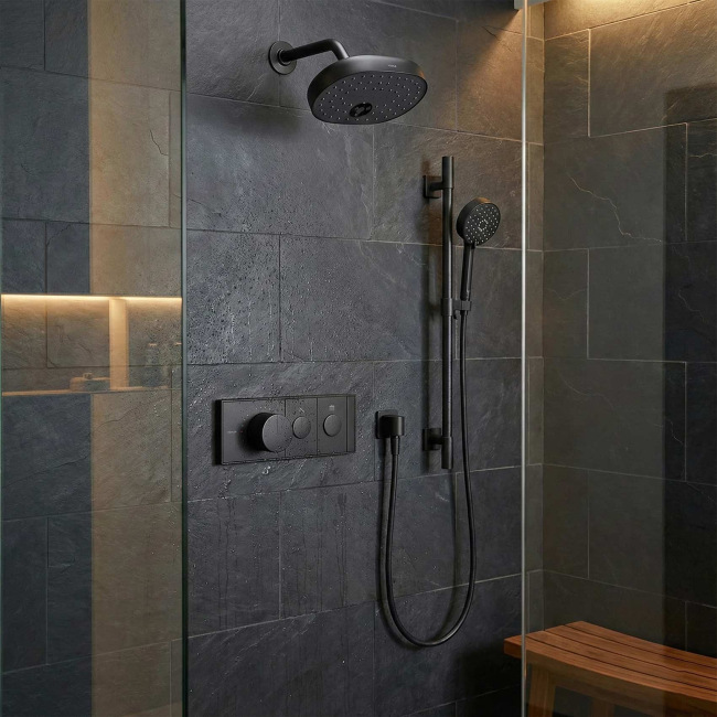 KOHLER Anthem K-26346-9-BL Two-outlet recessed mechanical thermostatic valve control Shower Set With Handshower And Showerhead Matte Black