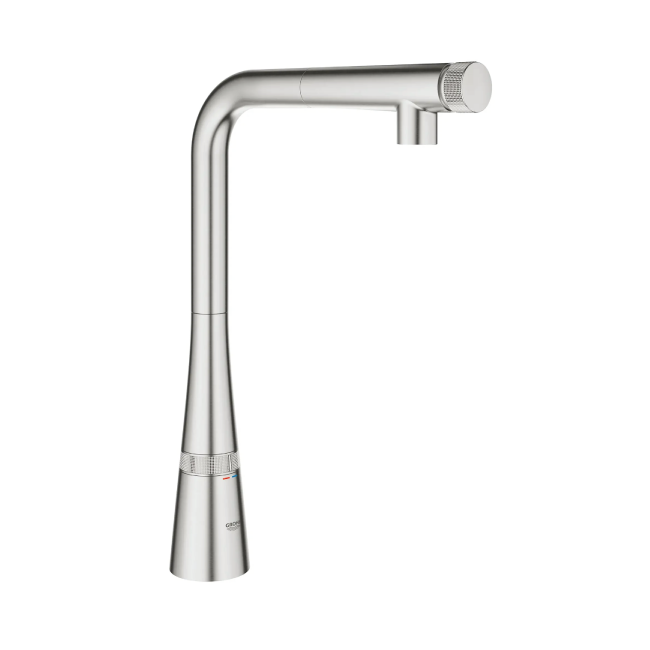 GROHE ZEDRA 31559DC2 GROHE Zedra SmartControl Pull-Out Single Spray Kitchen Faucet 1.75 GPM (6.6 L/min) GROHE SuperSteel InfinityFinish