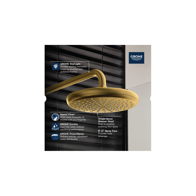Grohe 26409000 TEMPESTA 210 SHOWER HEAD, 8" - 1 SPRAY, 1.75 GPM ( (6.6 L/min) GROHE StarLight Chrome