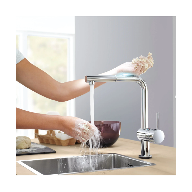 GROHE 30300000 MINTA SINGLE-HANDLE PULL-OUT KITCHEN FAUCET DUAL SPRAY 1.75 GPM(6.6LMIN) GROHE StarLight Chrome
