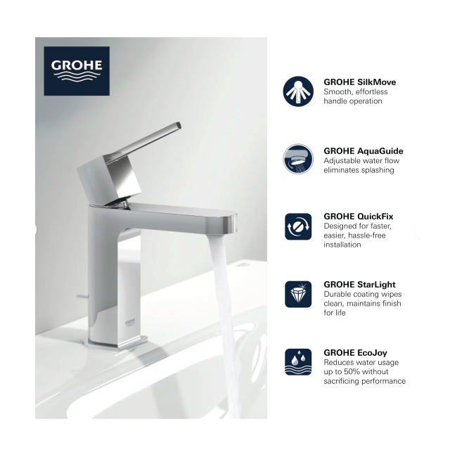 Grohe 33170003 PLUS SINGLE HOLE SINGLE-HEANDLE S-SIZE BATHROOM FAUCET 1.2 GPM(4.5L/MIN) GROHE StarLight Chrome