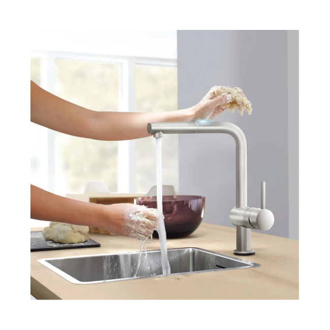 GROHE 30300DC0 MINTA SINGLE-HANDLE PULL-OUT KITCHEN FAUCET DUAL SPRAY 1.75 GPM(6.6LMIN) SuperSteel InfinityFinish