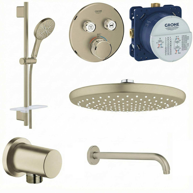 GROHE 29137ENO THERMOSTATIC 2 WAY SHOWER SET WITH SHOWER HEAD AND HANDSHOWER BRUSHED NICKEL INFINITY FINISH
