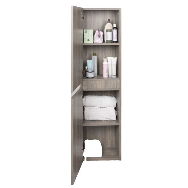 Modern MAPLE GREY linen cabinet with reversible soft-close doors