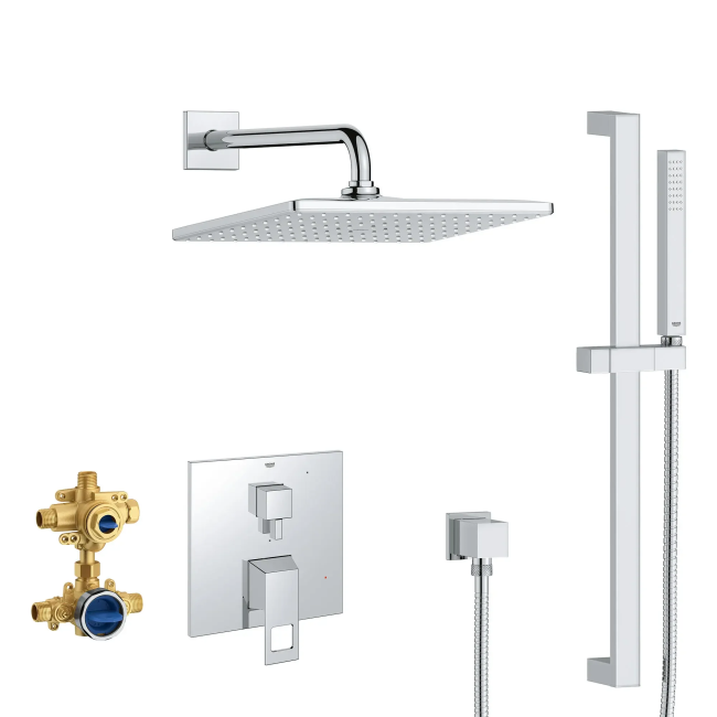 GROHE  29432000 Eurocube 2-Handle Pressure Balance Rainshower Bundle , StarLight Chrom