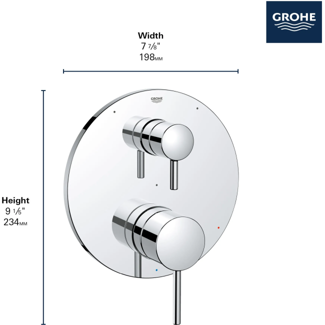 Grohe 29427EN0 TIMELESS PRESSURE BALANCE VALVE TRIM WITH 3-WAY DIVERTER WITH CARTRIDGE Brushed Nickel