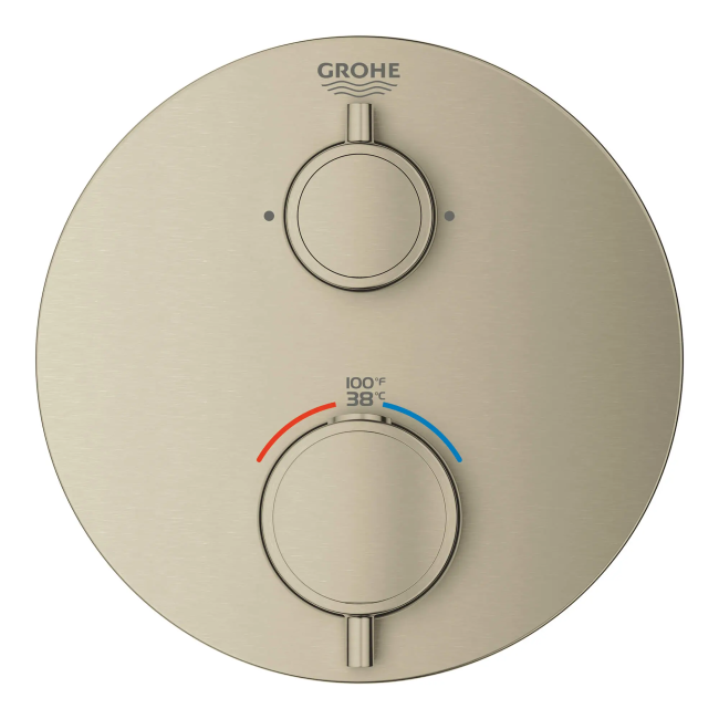 Grohe Grohtherm Two Handle Thermostatic Valve Trim in Brushed Nickel