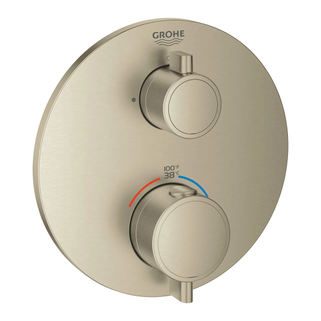 Grohe Grohtherm Two Handle Thermostatic Valve Trim in Brushed Nickel