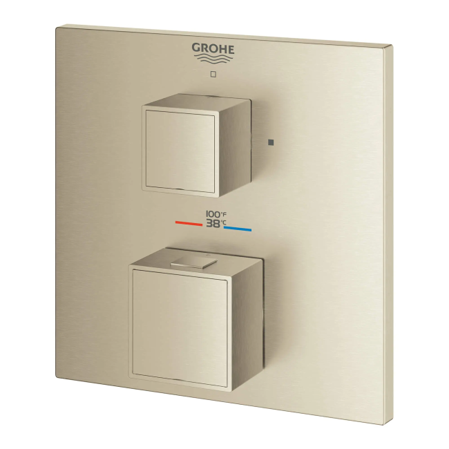 GROHE Grohtherm Two Handle Thermostatic Valve Trim in Brushed Nickel,24158EN0