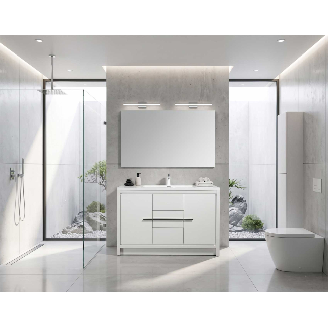 CBI Enna 48 Inch Single Bathroom Vanity TN-LA1200-HGW, Gloss White