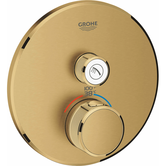 Grohe - 29136GN0 Grohtherm Single Function Thermostatic Valve Trim Only with Double Knob Handles and Volume Control - Less Rough In