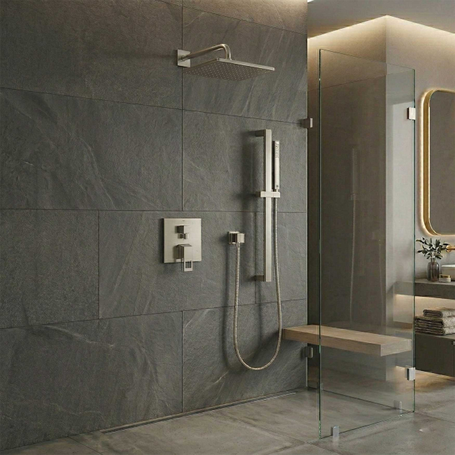 GROHE  29432EN0 Eurocube 2-Handle Pressure Balance Rainshower Bundle , Brushed Nickel InfinityFinish