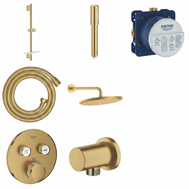 GROHE 29138GNO THERMOSTATIC 2 WAY SHOWER SET WITH HEADSHOWER AND HANDSHOWER  Brushed Cool Sunrise