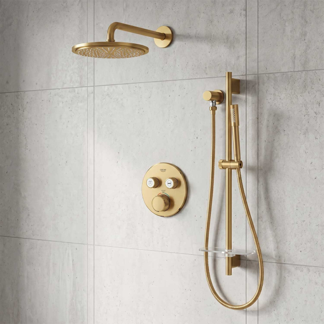 GROHE 29138GNO THERMOSTATIC 2 WAY SHOWER SET WITH HEADSHOWER AND HANDSHOWER  Brushed Cool Sunrise