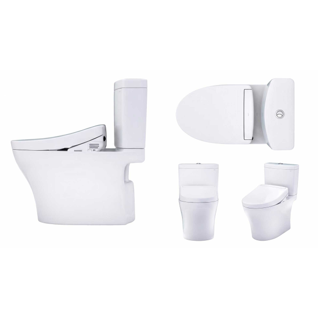 TOTO Washlet+ Aquia IV Two-piece Elongated Dual Flush 1.28 And 0.9 GPF Toilet And Washlet S5 Bidet Seat