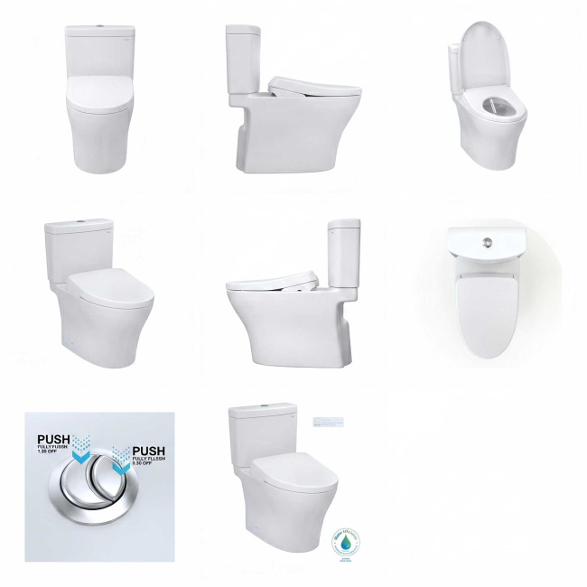 TOTO Aquia IV 0.9 / 1.28 GPF Dual Flush Two Piece Elongated Toilet with Washlet+ S7 Bidet Seat, Dynamax Tornado Flush, CEFIONTECT, PREMIST, and EWATER+