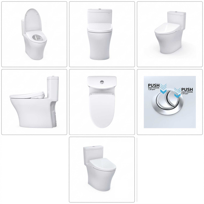 TOTO MW6464736CEMFGNA#01 AQUIA IV WASHLET + S7A ONE PIECE TOILET - 1.28 GPF & 0.9 GPF WITH AUTO FLUSH COTTON WHITE