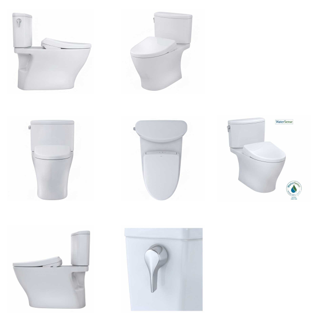 TOTO Nexus 1.28 GPF Two Piece Elongated Chair Height Toilet with Washlet+ S7A Auto Open Bidet Seat, CEFIONTECT Glaze, Tornado Flush, EWATER+, and PREMIST