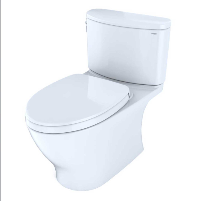 TOTO Nexus Two-Piece Elongated 1.28 GPF Universal Height Toilet with CEFIONTECT and SS124 SoftClose Seat, WASHLET+ Ready, Cotton White