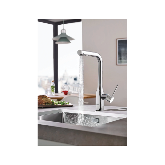 GROHE 30271000 Essence Single-Handle Pull-Out Kitchen Faucet Dual Spray 1.75 GPM (6.6 L/min) GROHE StarLight Chrome