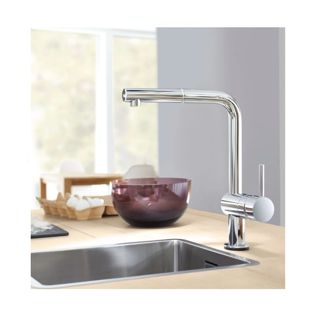 GROHE 30218001Minta Single-Handle Pull-Out Kitchen Faucet Single Spray 1.75 GPM (6.6 L/min) with Touch Technology GROHE StarLight Chrome
